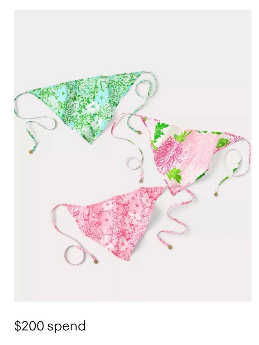 Lilly Pulitzer Floral Bandana Head Scarf Trio - Pink & Green